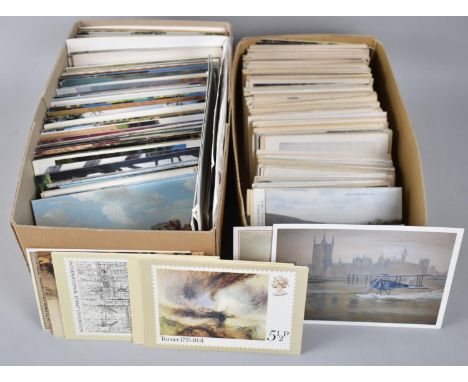 Two Boxes Containing Large Quantity of Vintage and Later Postcards 