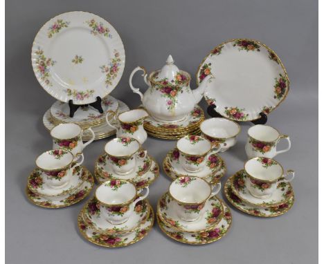 A Royal Albert Old Country Roses Tea Set to comprise Tea Set to comprise Teapot, Cake Plate, Seven Side Plates, Six Cups, Two