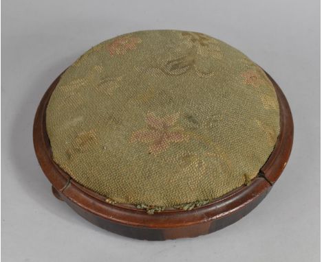A Late Victorian Circular Rosewood Footstool with Tapestry Top, 32cm Diameter 