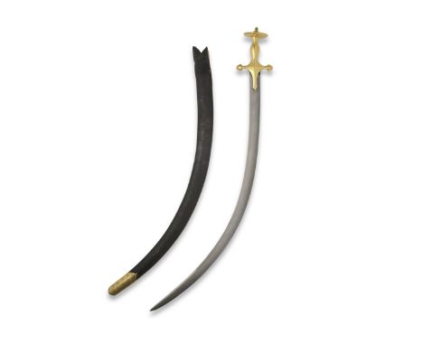 A gold koftgari-hilted finely watered-steel sword signed by Mir 'Ali and bearing the name of Khan Nusrat Jang Muhammad Bahawa