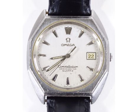 An Omega Constellation Chronometer Quartz wristwatch, stainless steel case with date aperture and 7 jewel movement, calibre 1
