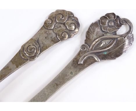 A Danish stylised silver sauce ladle with floral handle, by W &amp; S Sorensen, hallmarks 1937, length 17cm, together with an