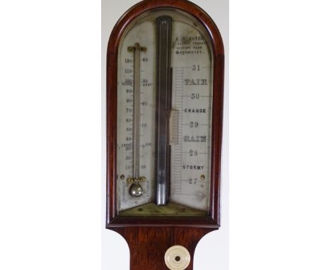 A 19th century rosewood cased stick barometer with engraved ivory dial, signed H Webster of Bayswater, height 91cm 