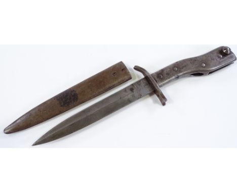 A German Second War Period Ersatz bayonet, blade marked Demag Duisberg, with scabbard 