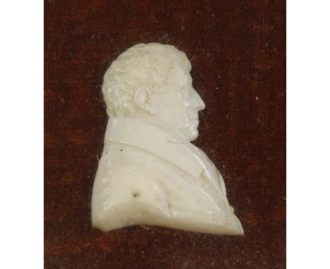 An early 19th century carved ivory cameo portrait to Thomas Telford (1757 - 1834, civil engineer and architect), by J Pelly 1