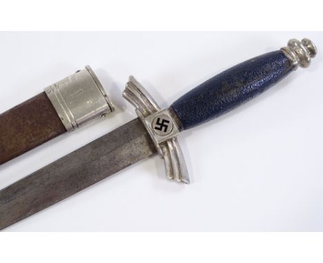 A German Third Reich NSFK dagger, with nickel plate scabbard 