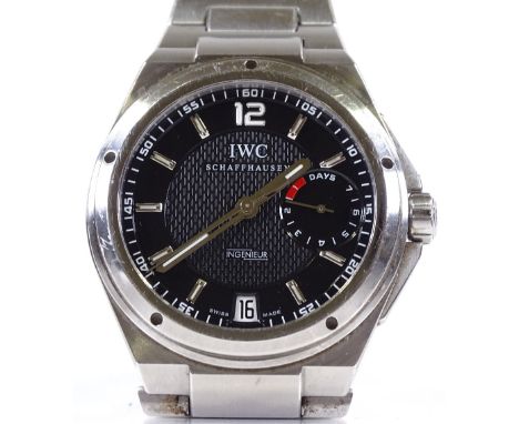 An IWC Schaffhausen Big Ingenieur Automatic wristwatch, stainless steel case with sapphire glass case back, subsidiary 7-day 