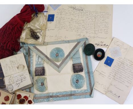 A collection of ephemera relating to Captain H Burningham of the 58th Regiment, mid 19th century, including a miniature paint