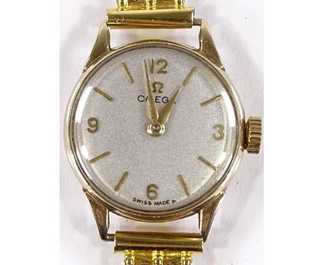 A lady's 9ct gold Omega Mechanical wristwatch, 17 jewel movement with gate link strap, calibre 244, serial no. 17305750, case
