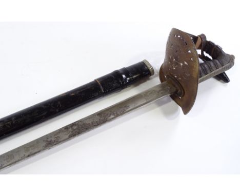 A George V Army Officer's sword, with etched blade signed Hawksworth of Sheffield, pierced steel bowl hilt, with shagreen gri