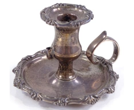 An early Victorian silver chamber stick, with foliate border and removable sconce, by Richard Pearce and George Burrows, hall