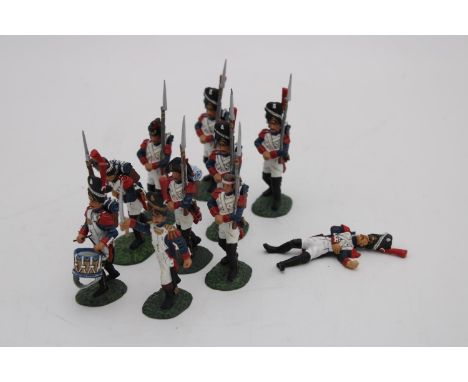 A GROUP OF TWELVE FRENCH FOOT GUARD FIGURES INCLUDING THREE FOOT GRENADIERS, 1/30 scale, hand painted by Frontline Figures