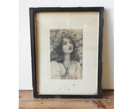 HENRY RYLAND (1856-1924) PORTRAIT OF A YOUNG BEAUTY lithograph, framed 31.5cm high, 20cm wide 