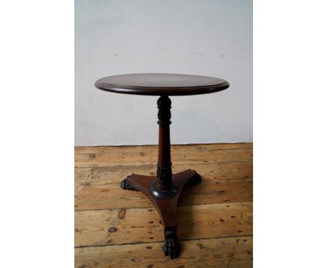 VICTORIAN ROSEWOOD CLAW FOOT TRIPOD LAMP TABLE 64cm high, 48cm dia 