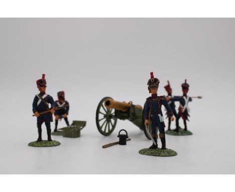 FRENCH LINE ARTILLERY FIVE MAN GUN CREW FIGURES, hand painted by Frontline Figures, 1/30 scale 