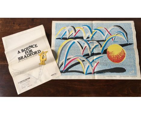 DAVID HOCKNEY, 'BOUNCE FOR FOR BRADFORD LIMITED EDITION LITHOGRAPH, Feb 24th 1987, newspaper issue, (paper: 42 x 60cm) 