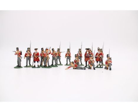 A GROUP OF EIGHTEEN 3RD REGIMENT OF FOOT, 'THE BUFFS' SOLDIER FIGURES, 1/30 scale, hand painted by Frontline Figures 