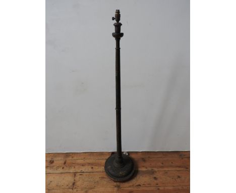 CHINOISERIE DECORATED STANDARD LAMP EARLY 20TH CENTURY of sympathetically distressed appearance 