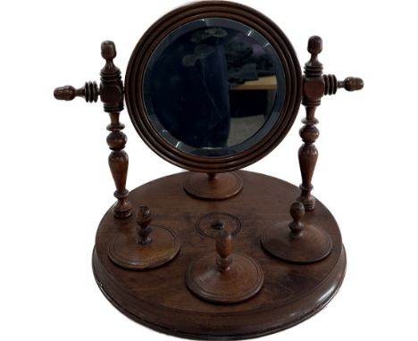 Antique mahogany swivel compact dressing table mirror measures approximately 15 inches tall x 7 inches wide and 14 deep 