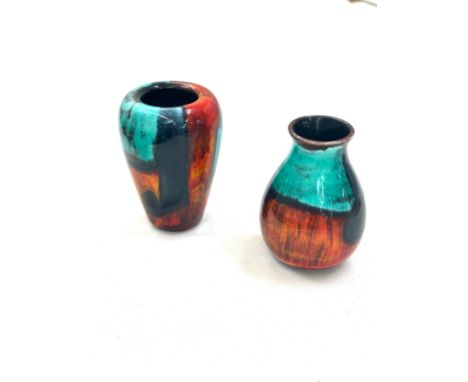 Two Vintage poole Pottery Vases tallest measures 4 inches tall 