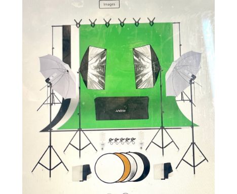 Andoer Photography Studio Lighting Kit 5.9*8.8ft Backdrop Support System and 6 Clips 2 Umbrellas 2 Softbox 4 Bulbs Continuous