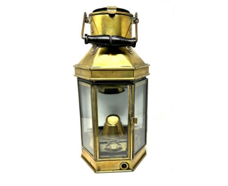 Large Antique stamped 1941 ship's brass bulkhead lamp stamped L.S.Co Ltd 1941 measures approx 41cm tall 