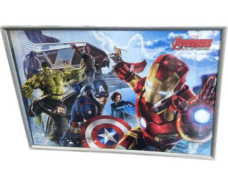 Framed The Avengers age of ultron film poster measures approximately 26 inches tall 37 inches wide 