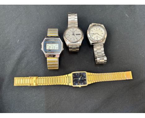 3 Seiko gents watches, a retro Casio digital watch, untested