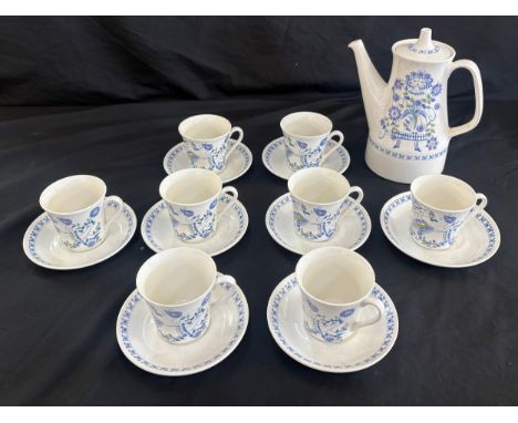 Figgjo Flint Turi Design Lotte Norwegian Floral 8 piece coffee set to include coffee pot, 8 cups and 8 saucers