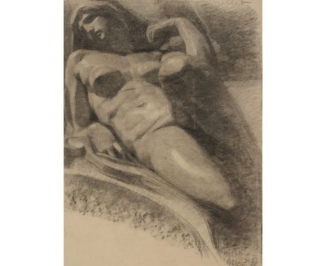 European School, 19th centuryA sketch of the "Aurora" sculpture from Lorenzo de Medici, Duke of Urbino, tomb in FlorenceCharc