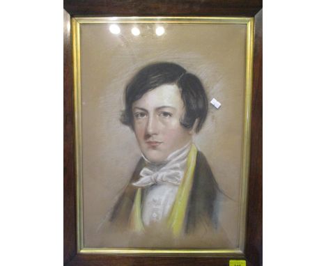 A mid 19th century pastel portrait depicting a gent, 19 3/4" x 14" 