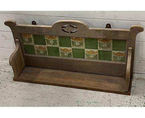 A reclaimed tiled back wall hanging shelf (77cm x 36cm)