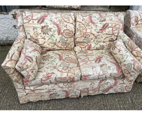 Two seater sofa with loose covers (H84cm W163cm D88cm)Condition Report no rips fading through out and stains&nbsp;