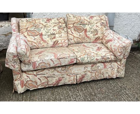 Two seater sofa with loose covers H84cm W163cm D88cm)Condition Report no rips, fading throughout and stains&nbsp;