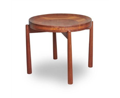 Teak with reversible marquetry top (Dimensions: 43cm high, 50cm diameter (17in high, 19.75in diameter))(43cm high, 50cm diame