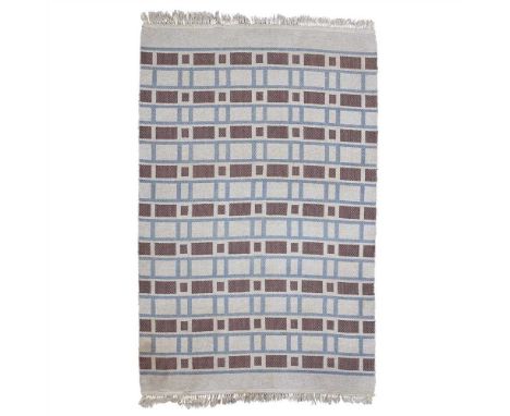 In blue, browns and white with square design (Dimensions: 203cm x 137cm (80in x 54in))(203cm x 137cm (80in x 54in))Footnote: 