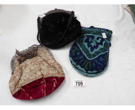 3 vintage beaded purses