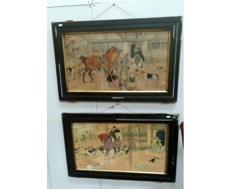 2 Nora Drummond Davis (1862-1949) Chromolithograph hunting scenes, framed and glazed