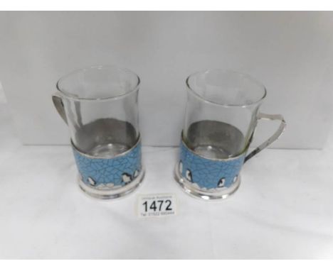 A pair of Russian enamel coffee cans stamped made in USSR