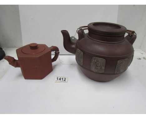 A Yixing large clay teapot and a 19th century Yixing teapot (signed)