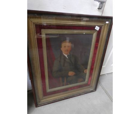 A gilt framed portrait of a gentleman in a mahogany case