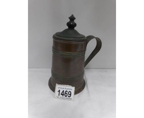 An Army & navy stores copper lidded tankard