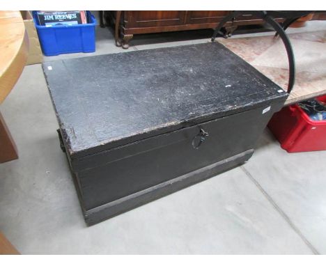 A Victorian pine tool box containing large collection of antique and other tools (key in office)