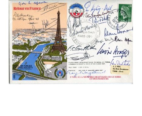 WW2 SOE MULTI SIGNED: RAF Escaping Society cover signed by the following SEVENTEEN SOE pilots and veterans including J. R Aff