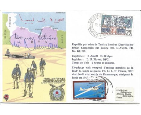 RAF World War Two flown cover signed by Colonel Eduard Neumann Luftwaffe Officer, commanded the famous Jagdgeschwader 27 'Afr