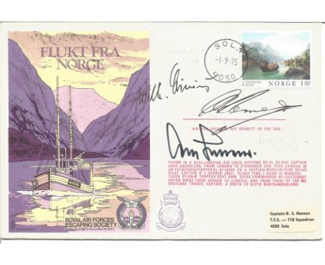 RAF World War Two flown cover signed by Generalleutnant Adolf Galland KC with Diamonds, Wilhelm Crinius Luftwaffe Fighter Ace