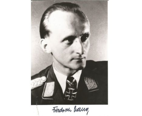 World War Two Major Friedrich Lang 6x4 signed b w photo. Major Friedrich Lang was a German World War II Luftwaffe Stuka ace. 