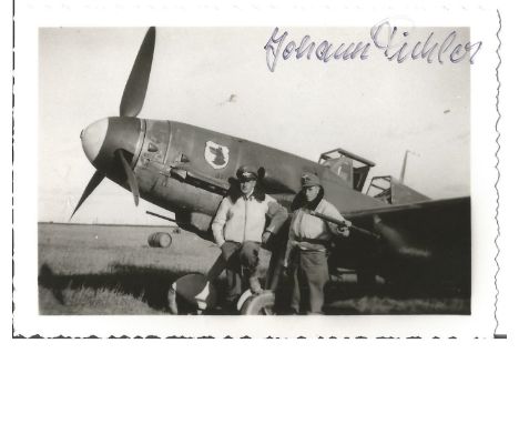 World War Two Johann Pichler 5x3 signed b w photo. Johann Pichler was a German Luftwaffe ace and recipient of the Knight's Cr