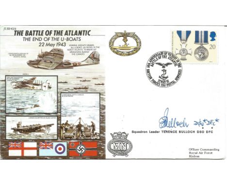 World War Two flown cover signed by Sqn Ldr Terence Bulloch DSO*, DFC* Flew Liberator s Anti-submarine Ace. Joint Services Co