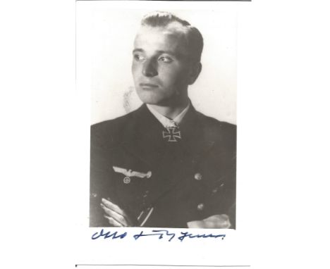 Otto Kretschmer the top WW2 Uboat ace signed 6 x 4 b w portrait photo in Uniform. From September 1939 until being captured in